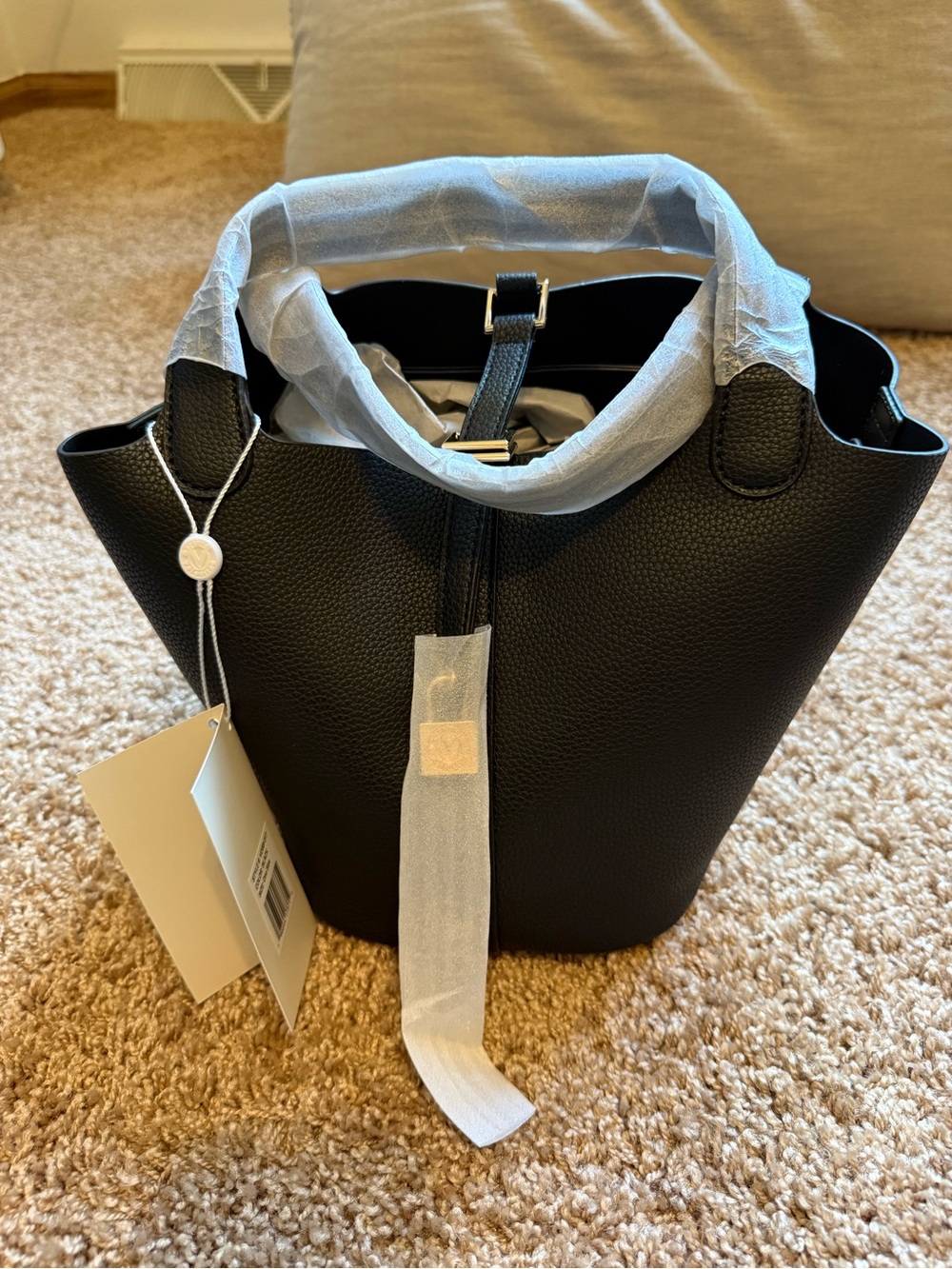 Valentino Orlando Classic Black Pebbled Tote Bag
